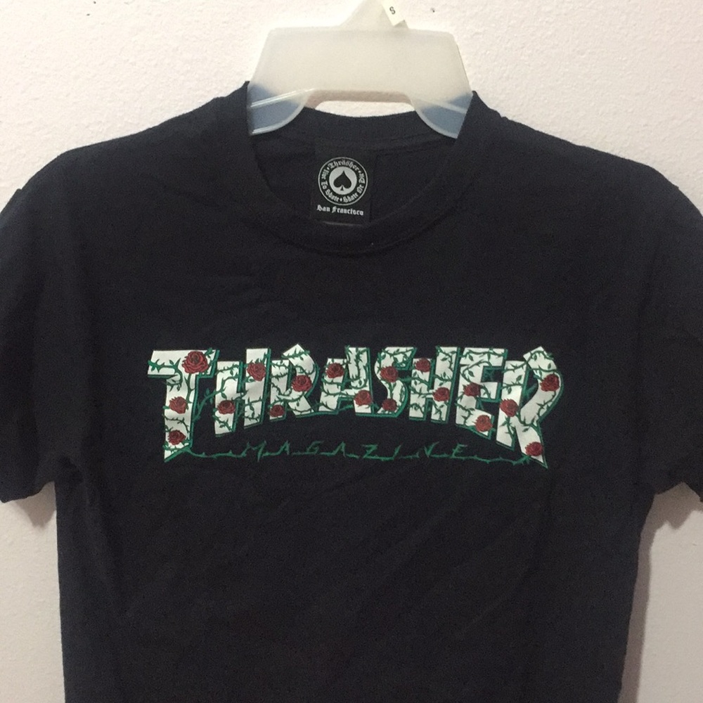 Thrasher Black Roses Shirt SMALL